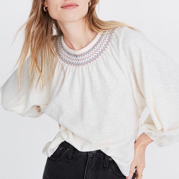 MADEWELL| Superlight Jacquard Embroidered Smocked - Picture 2 of 11